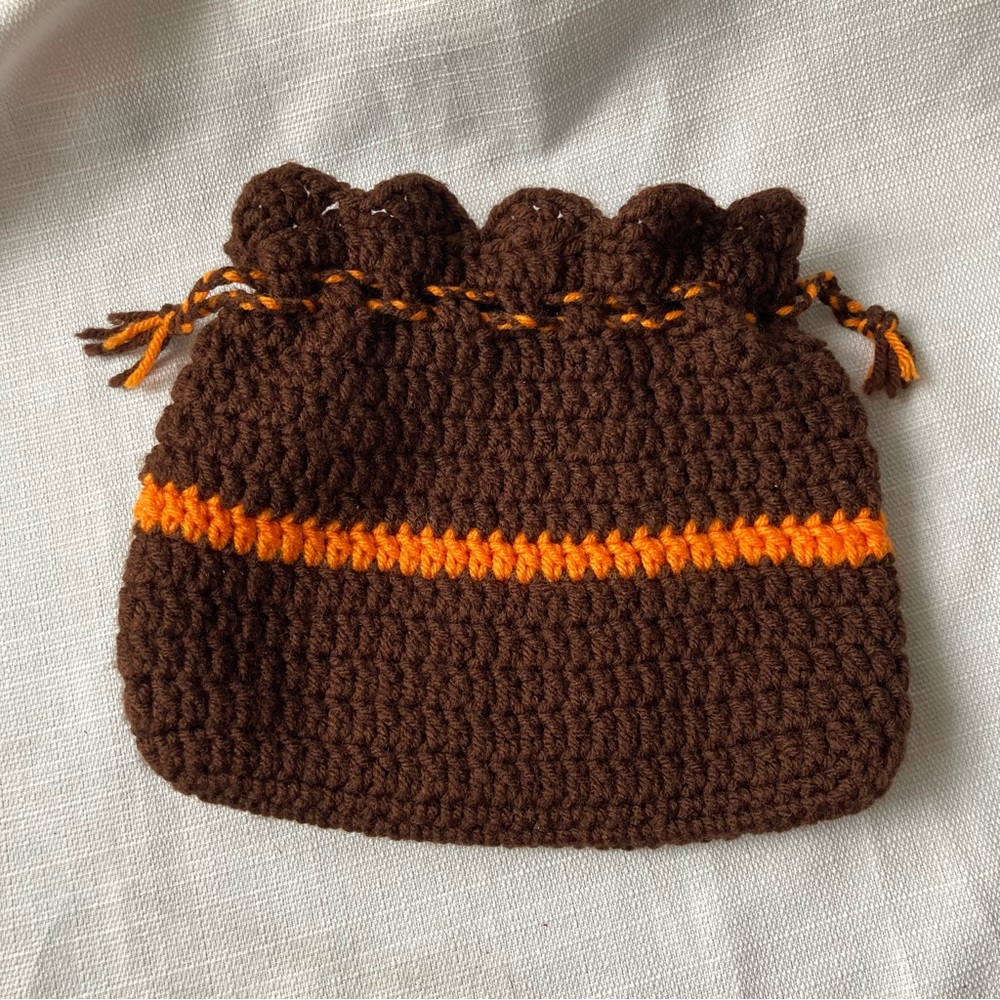 Vintage 70's Handmade Crochet Drawstring Pouch!